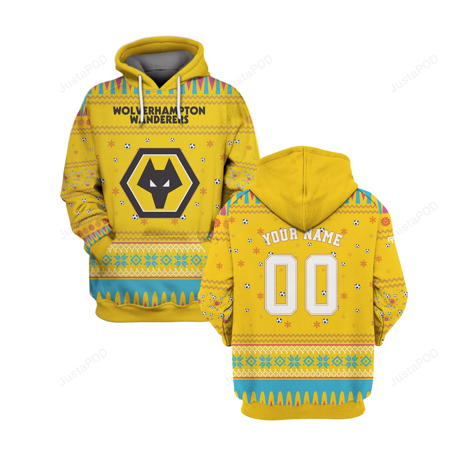 Personalized Custom Name And Number Wolverhampton Wanderers 3d All Over Print Hoodie Zip-up Hoodie