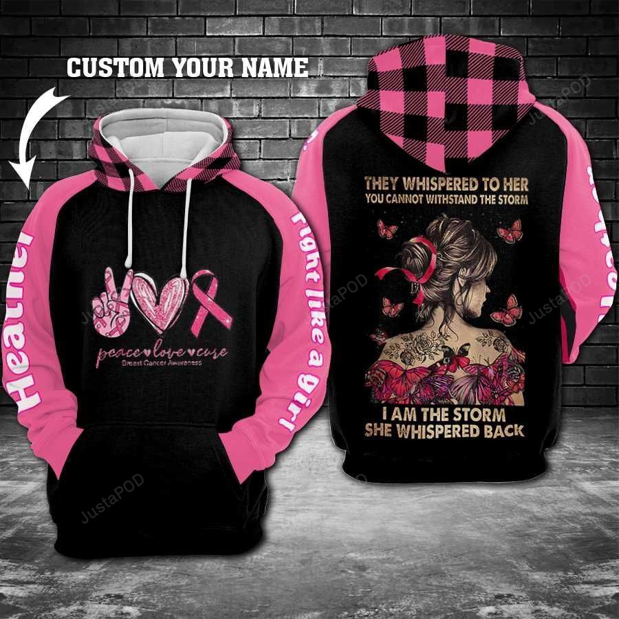 Personalized Custom Name Breast Cancer They Whispered To Her 02 3d All Over Print Hoodie Zip-up Hoodie