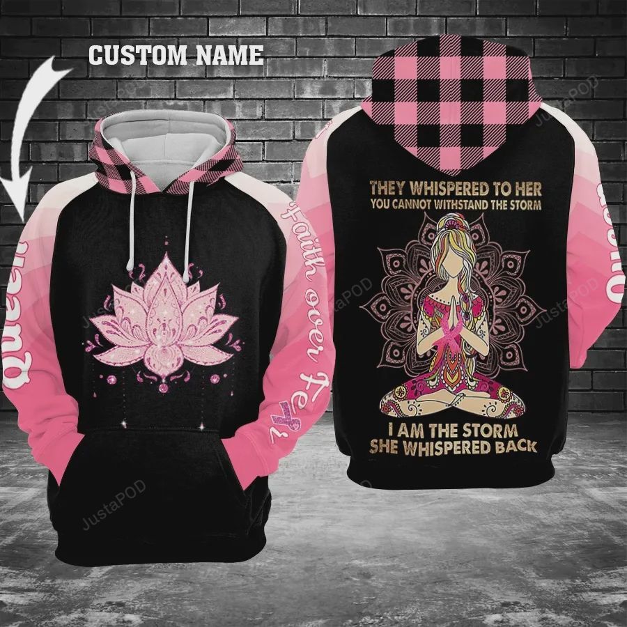 Personalized Custom Name Faith Over Fear Breast Cancer Awareness 3d All Over Print Hoodie Zip-up Hoodie