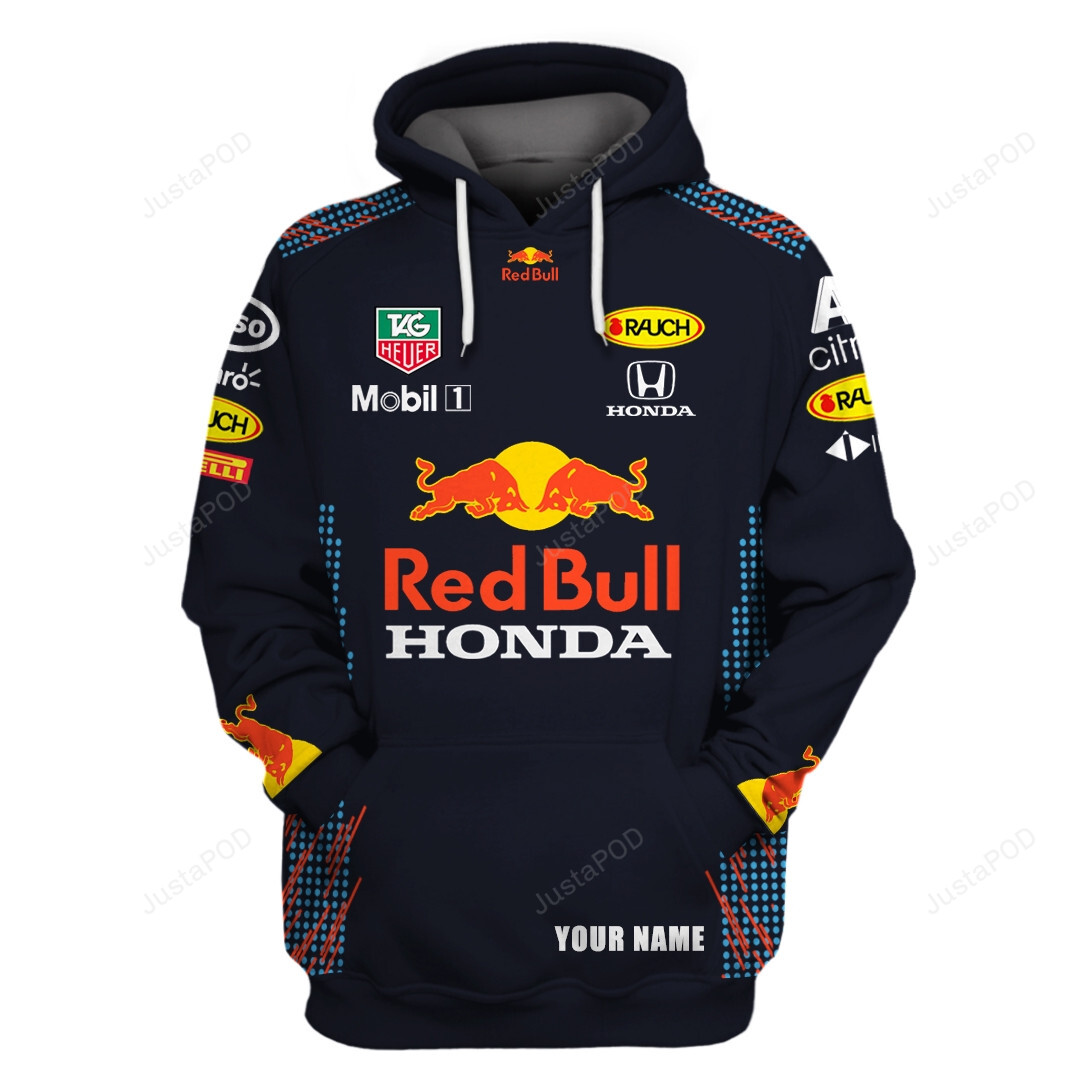 Personalized Custom Name Redbull Honda F1 Racing 3d All Over Print Hoodie Zip-up Hoodie