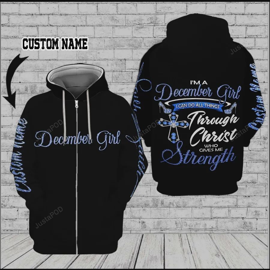 Personalized December Girl Custom Name 3d All Over Print Hoodie Zip-up Hoodie-trungten-usilv