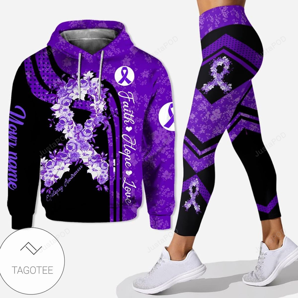 Personalized Faith Hope Love Epilepsy Awareness Custom Hoodie And Leggings All Over Printed