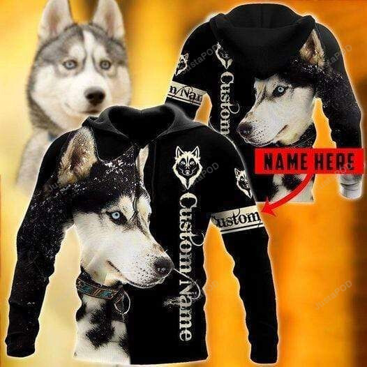 Personalized Husky Black Custom Name Hoodie 3d 121220l