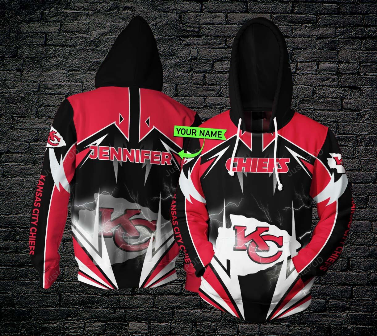 Personalized Kansas City Chiefs Lightning Custom 3d All Over Print Hoodie