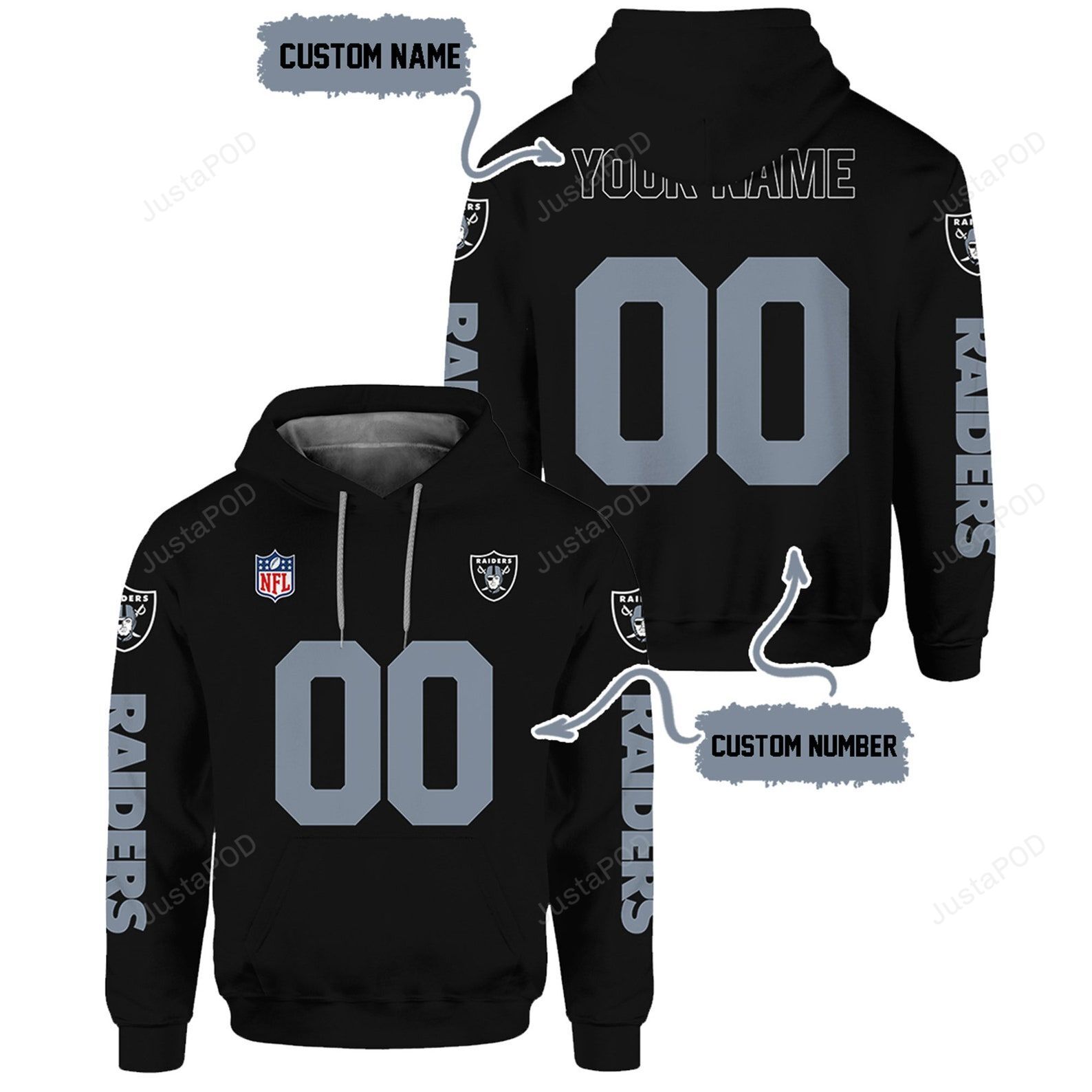 Personalized Las Vegas Raiders Customized 3d All Over Printed Hoodie Zip- Up Hoodie