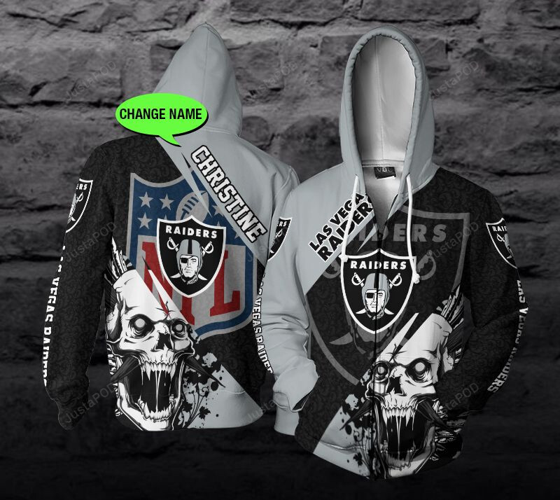 Personalized Las Vegas Raiders Nfl Skull Custom 3d All Over Print Hoodie