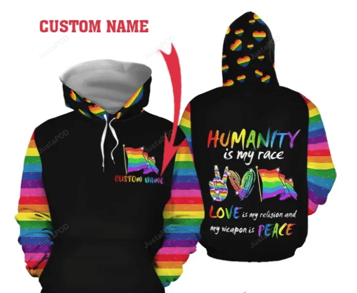 Personalized Lgbt Humanity Is My Race Custom Name 3d All Over Print Hoodie Zip-up Hoodie