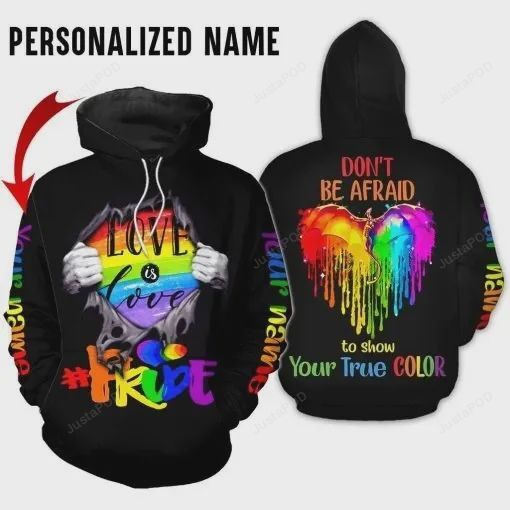 Personalized Lgbt Pride Love Is Love Custom Name 3d All Over Print Hoodie Zip-up Hoodie