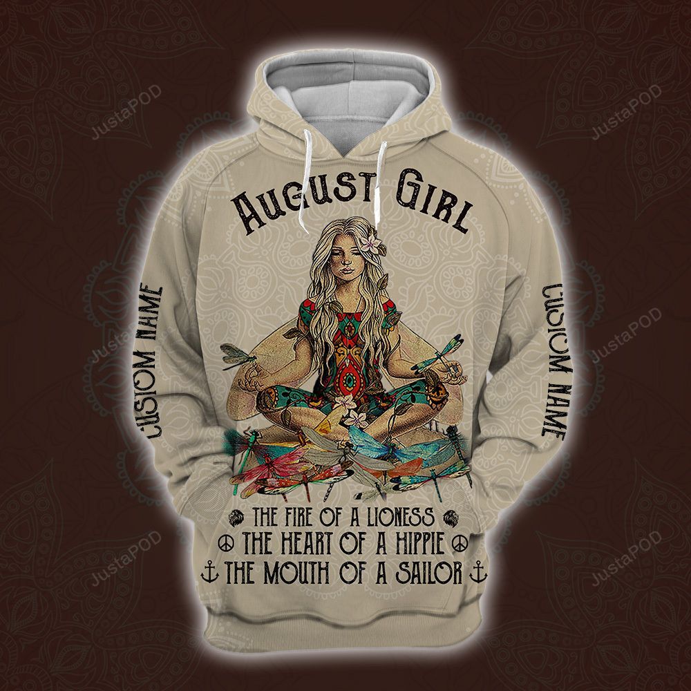 Personalized Name August Yoga Girl Hoodie All Over Printed Ver2