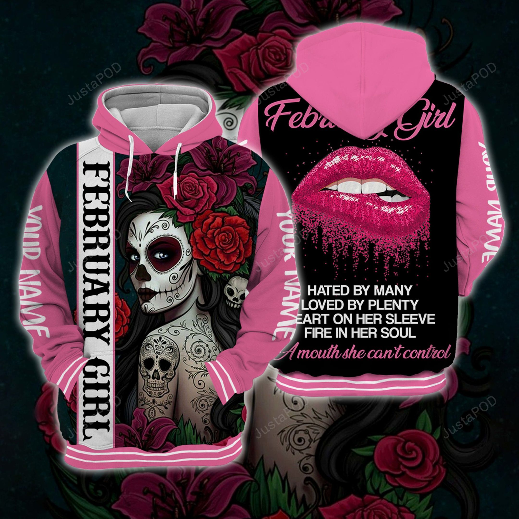 Personalized Name February Girl Hoodie All Over Printed 02-trungten-jiynj