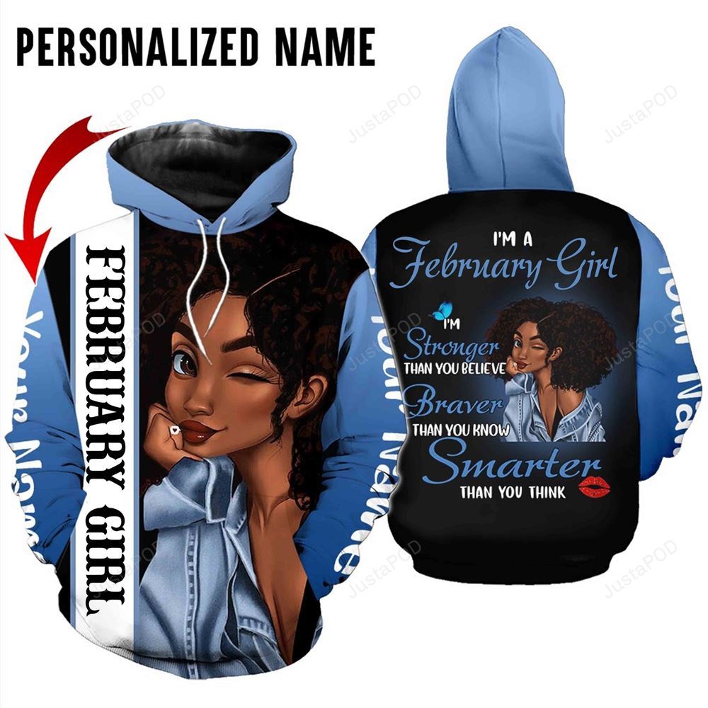 Personalized Name February Girl Hoodie All Over Printed 03