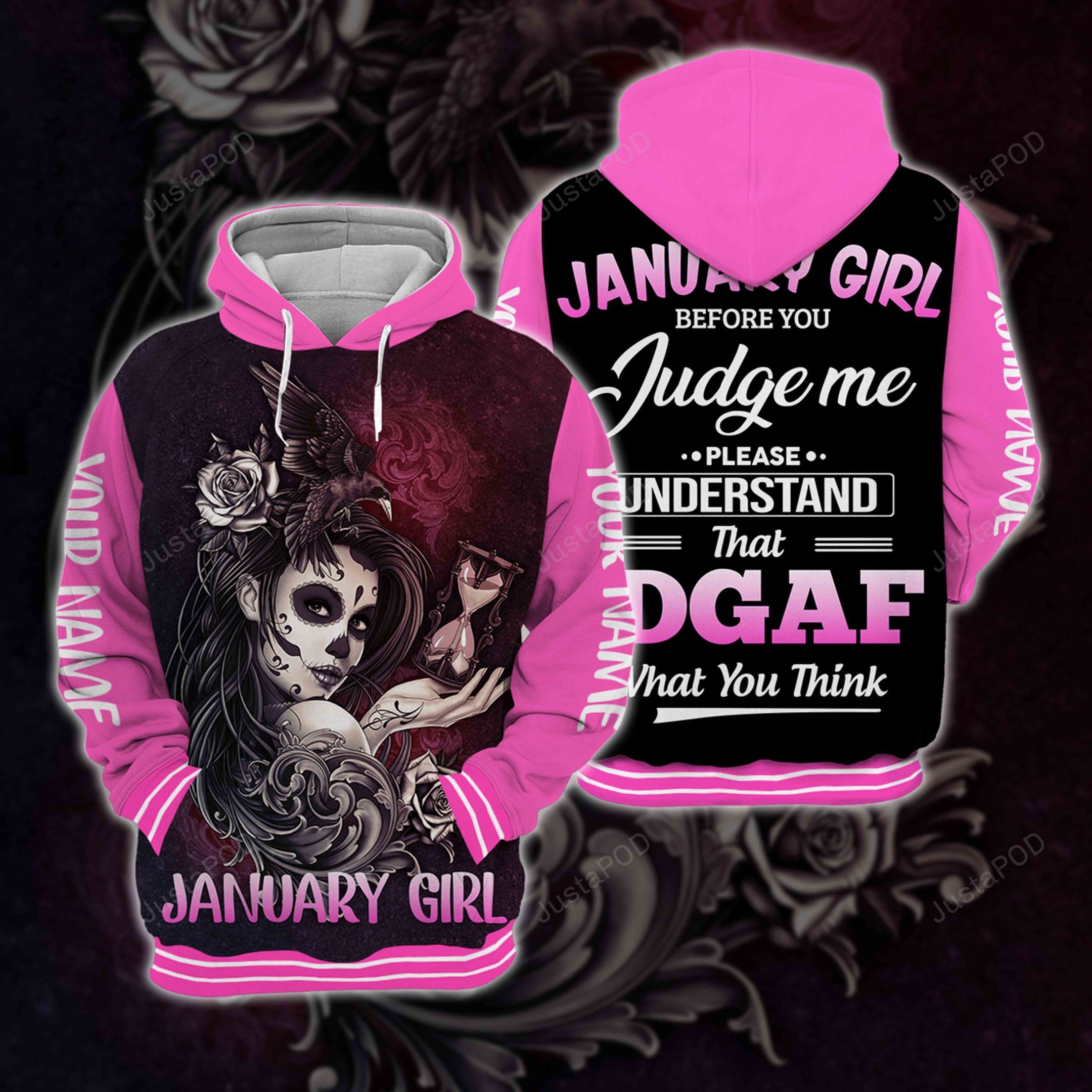 Personalized Name January Girl Hoodie All Over Printed 01