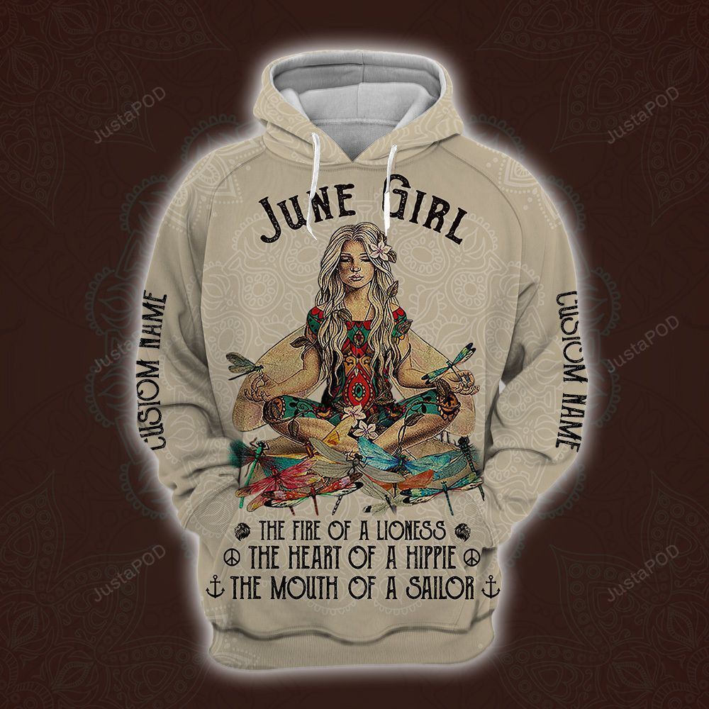 Personalized Name June Yoga Girl Hoodie All Over Printed Ver2