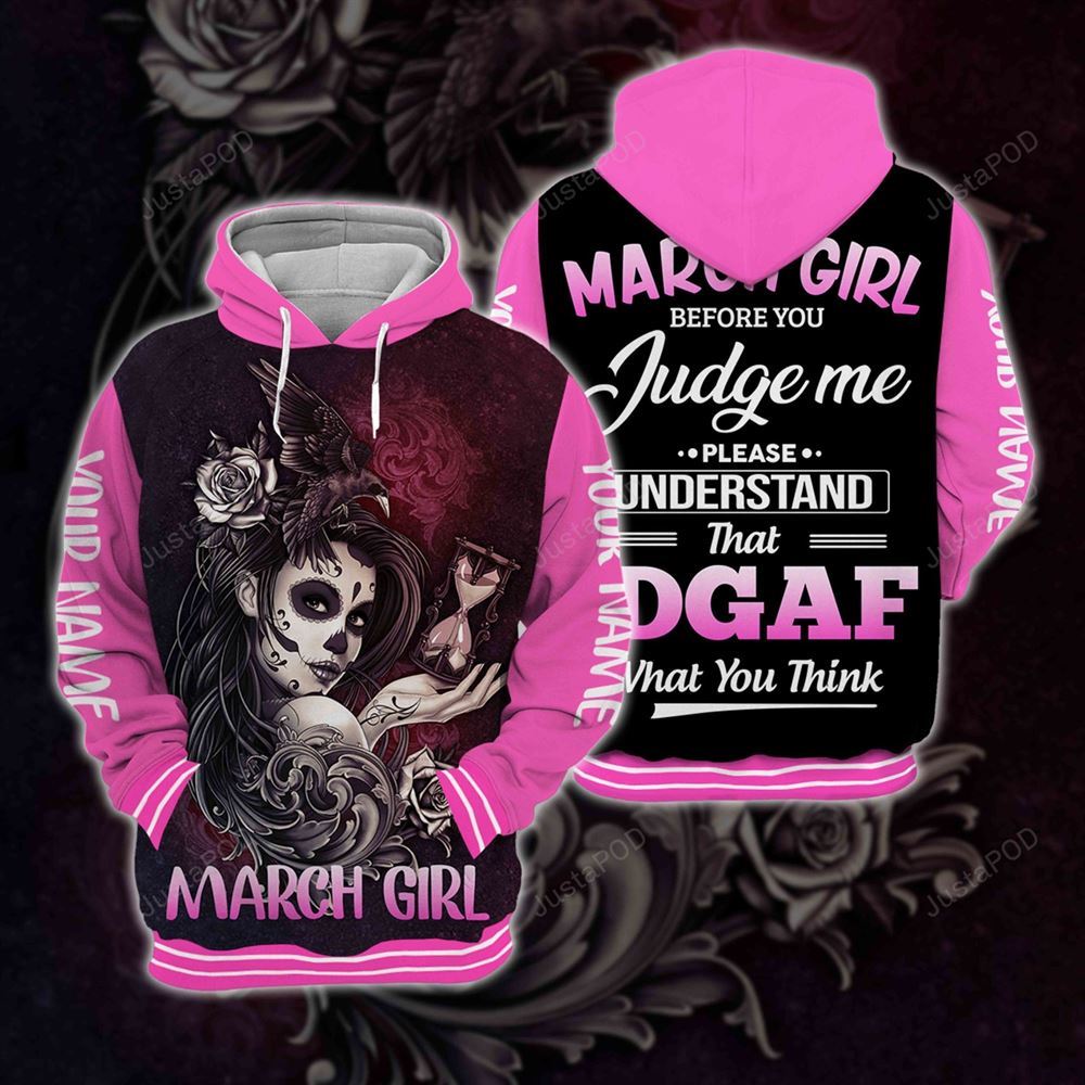 Personalized Name March Girl Hoodie All Over Printed 01