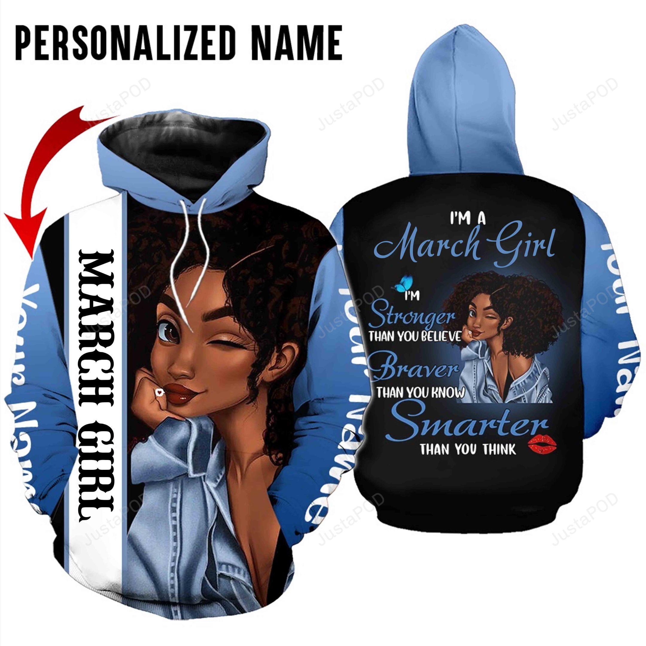 Personalized Name March Girl Hoodie All Over Printed 03