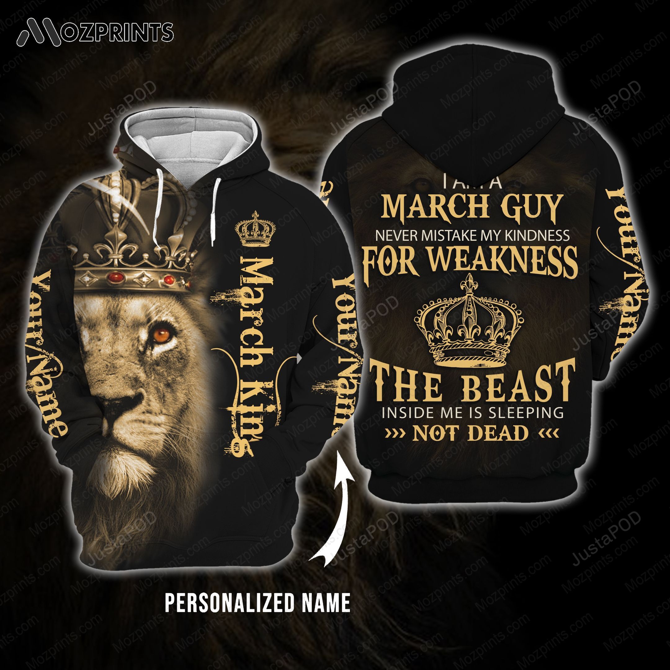 Personalized Name March Lion King Lion Hoodie All Over Printed