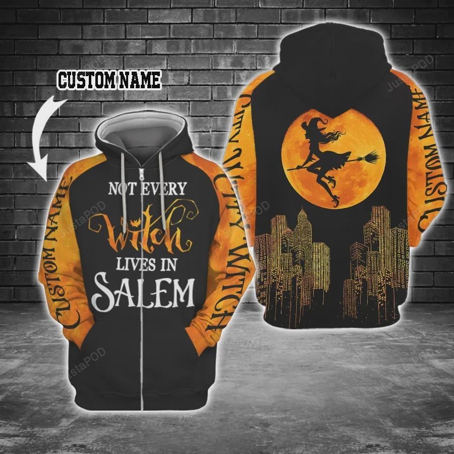 Personalized Not Every Witch Live In Salem Custom Name 3d All Over Print Hoodie Zip-up Hoodie