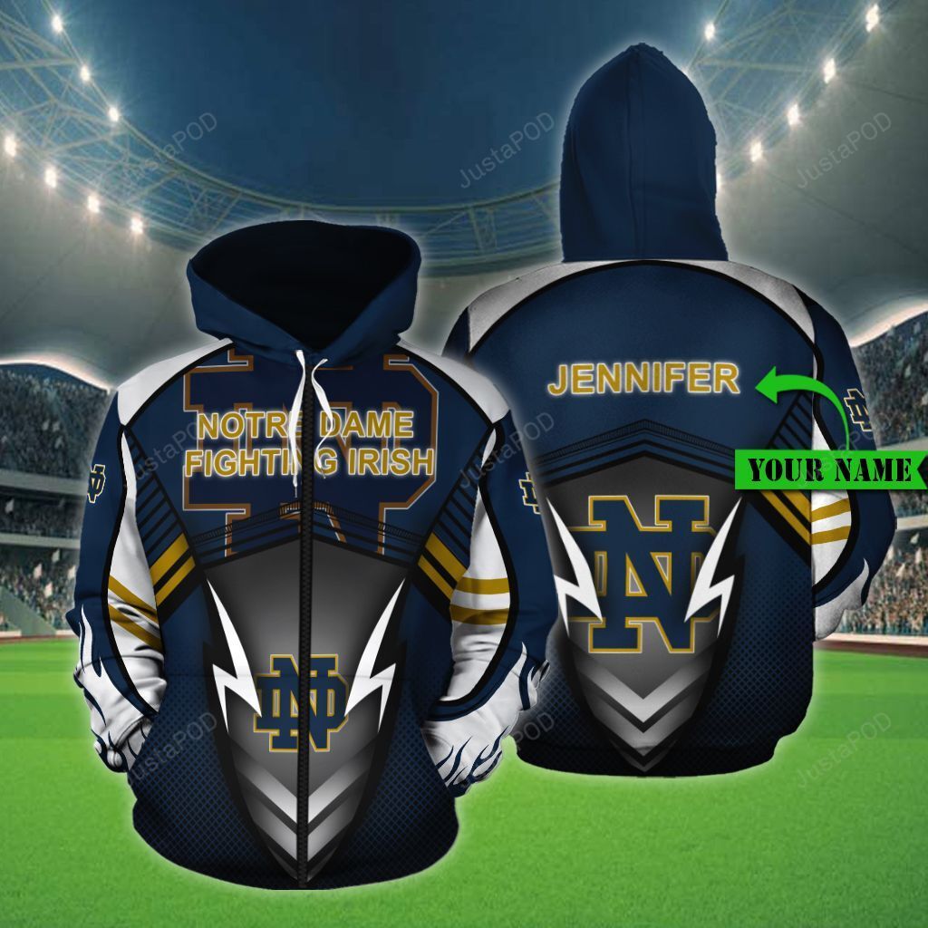 Personalized Notre Dame Fighting Irish Custom Name 3d All Over Print Hoodie