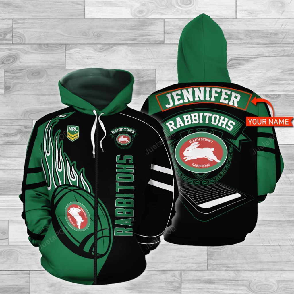 Personalized Nrl 3d Hoodie South Sydney Rabbitohs Custom Name 3d All Over Print Hoodie