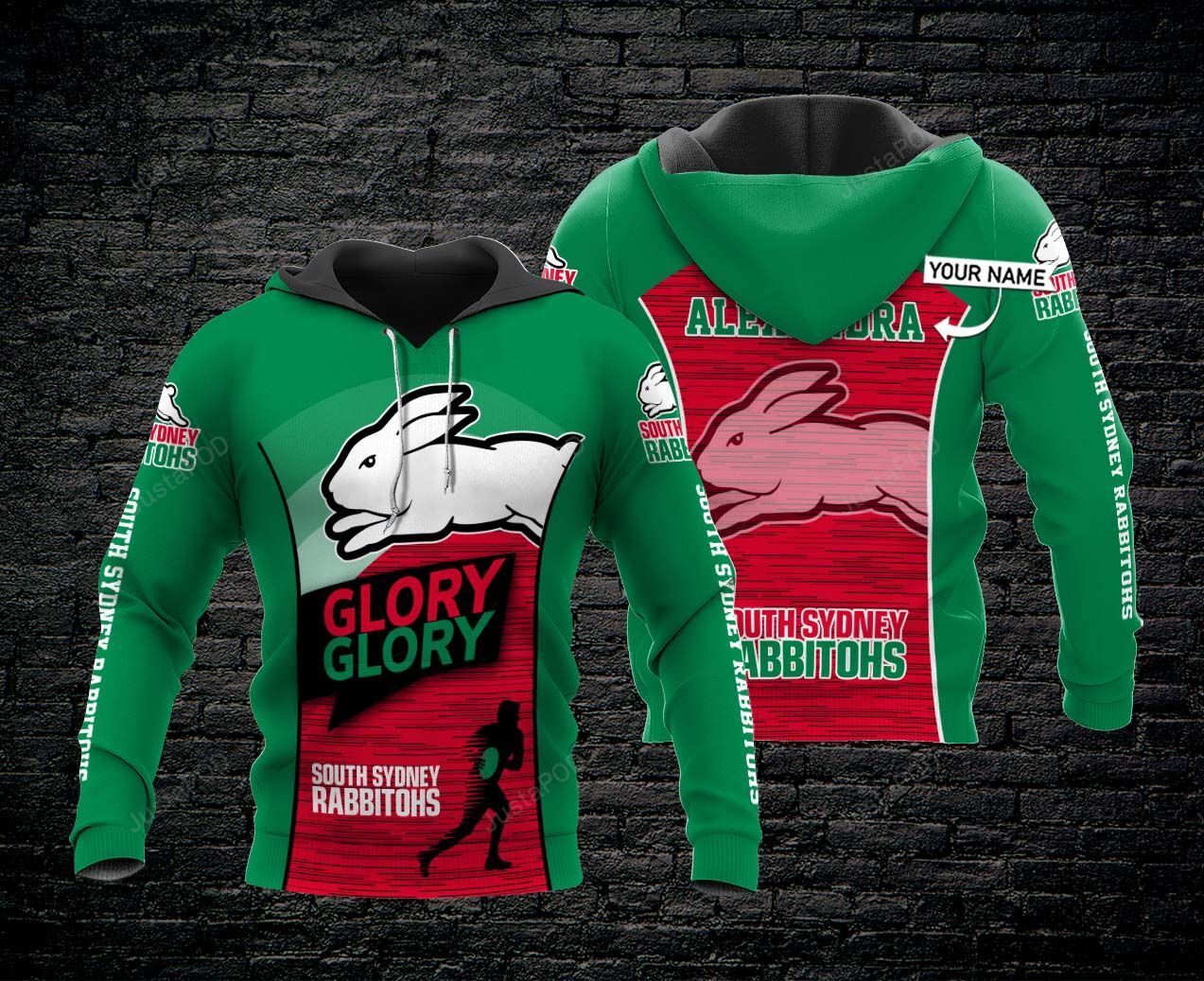 Personalized Nrl Hoodie South Sydney Rabbitohs Custom Name 3d All Over Printed Hoodie