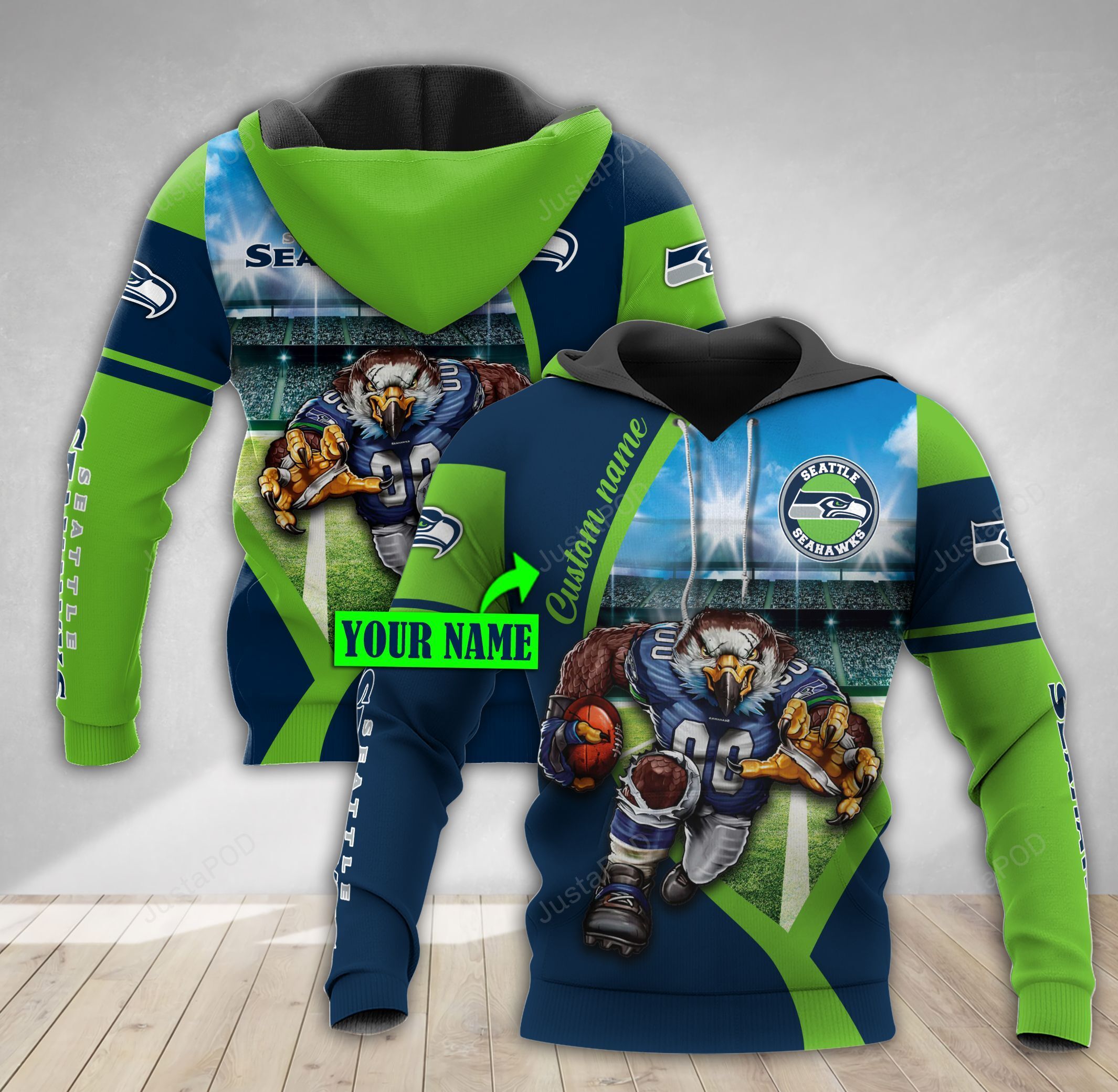 Personalized Seattle Seahawks Custom Name 3d All Over Print Hoodie