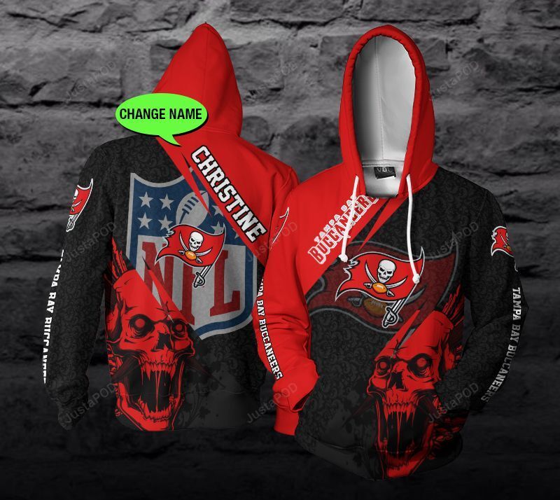 Personalized Tampa Bay Buccaneers Nfl Skull Custom 3d All Over Print Hoodie