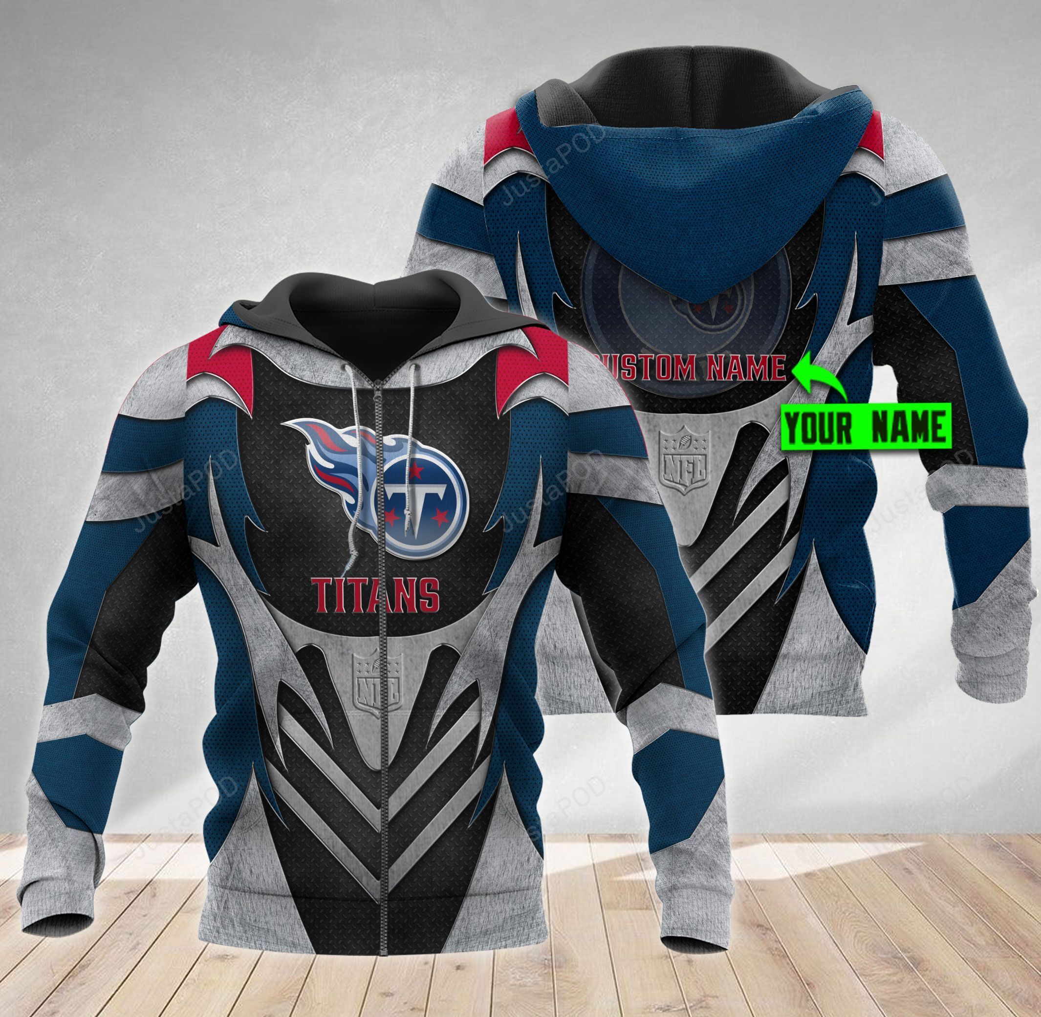 Personalized Tennessee Titans 3d Metal Hoodie Custom Name 3d All Over Printed Hoodie