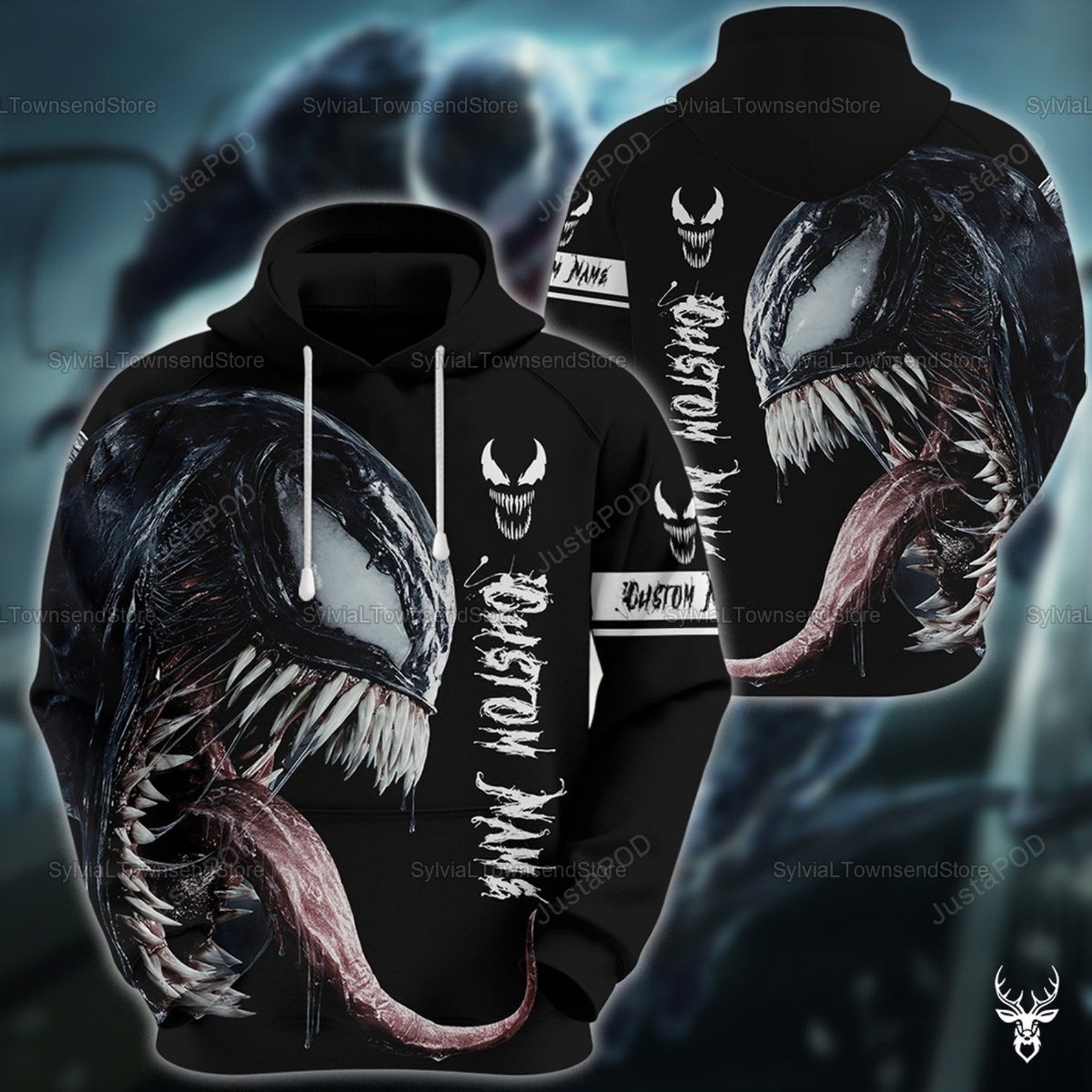 Personalized Venom Custom Name 3d All Over Printed Hoodie Zip- Up Hoodie