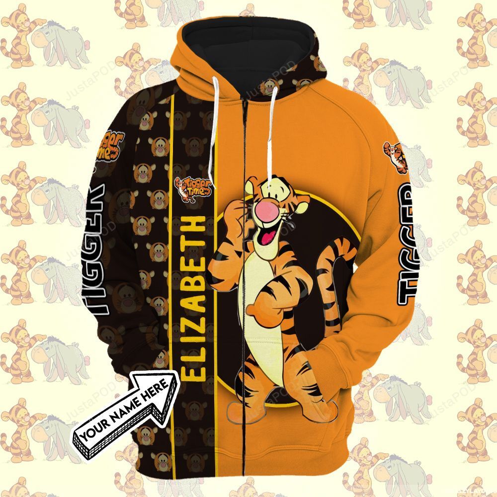 Personalized Winnie The Pooh Cartoon Tigger Hoodie Custom Name Unisex Men Women 3d All Over Print Hoodie