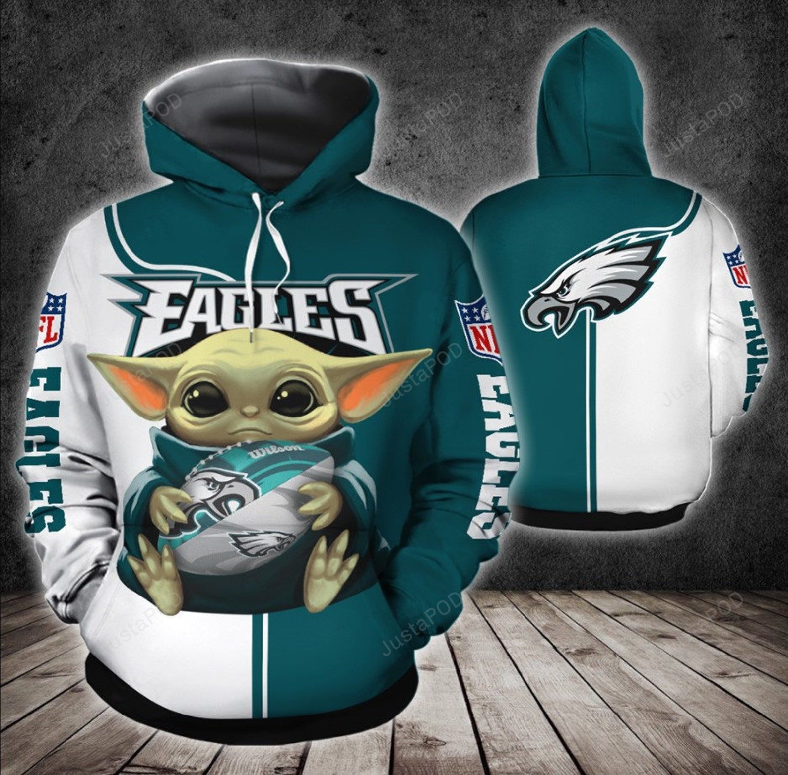 Philadelphia Eagles And Baby Yoda 3d All Over Print Hoodie Zip-up Hoodie