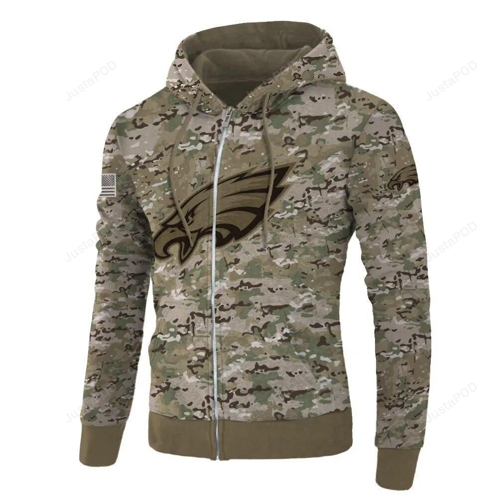 Philadelphia Eagles Camo 3d All Over Print Hoodie Zip-up Hoodie