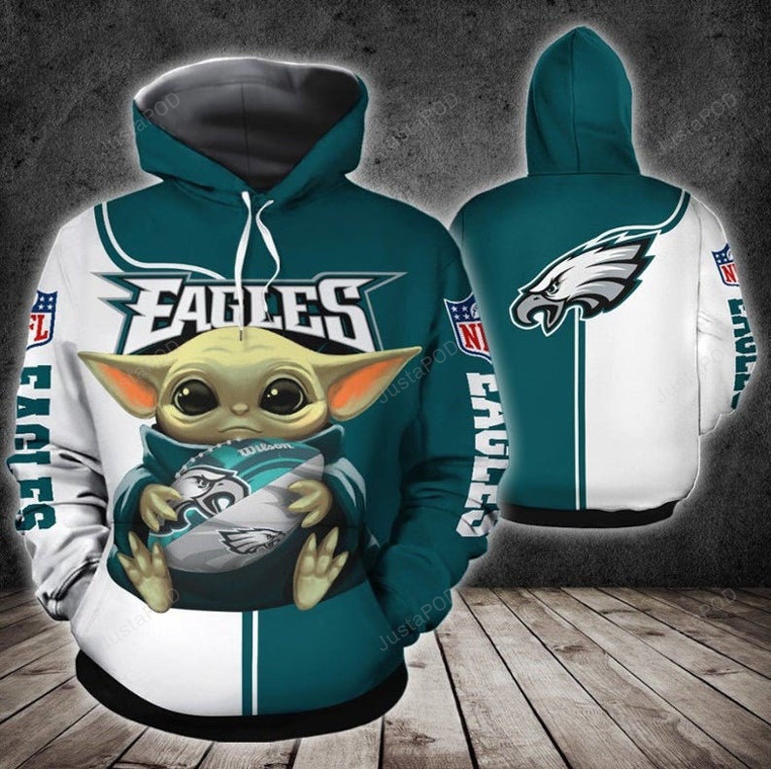 Philadelphia Eagles Nfl Baby Yoda 3d All Over Print Hoodie Zip-up Hoodie