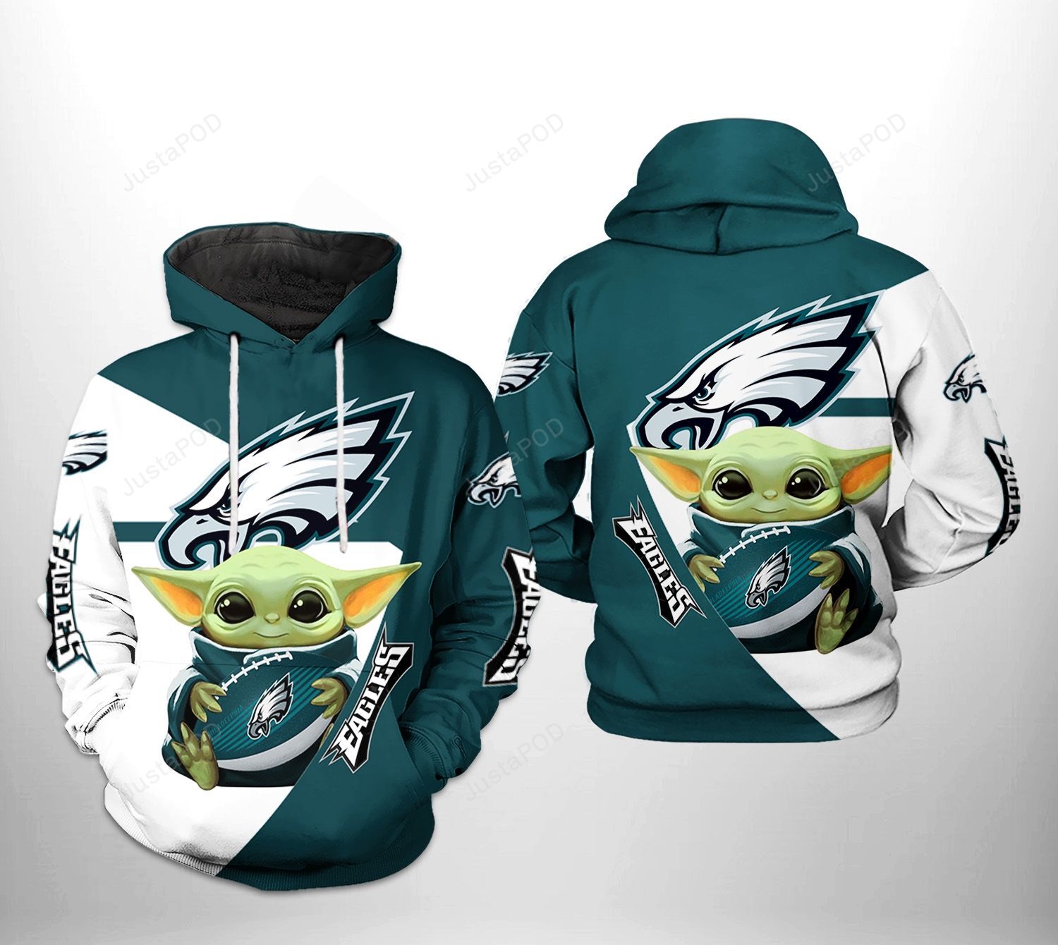 Philadelphia Eagles Nfl Baby Yoda Team 3d All Over Print Hoodie Zip-up Hoodie