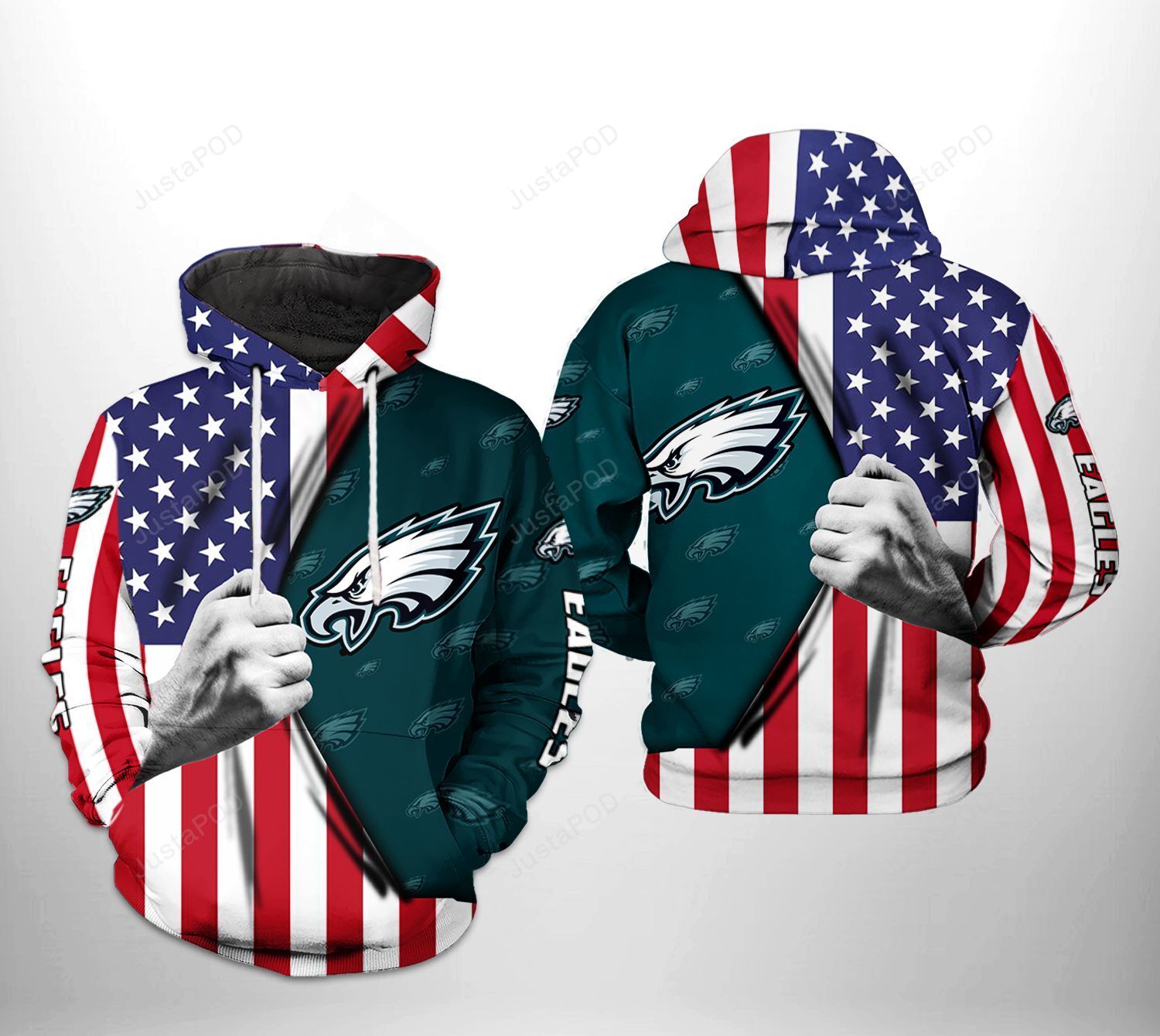 Philadelphia Eagles Nfl Us Flag Team 3d All Over Print Hoodie Zip-up Hoodie-trungten-752f1