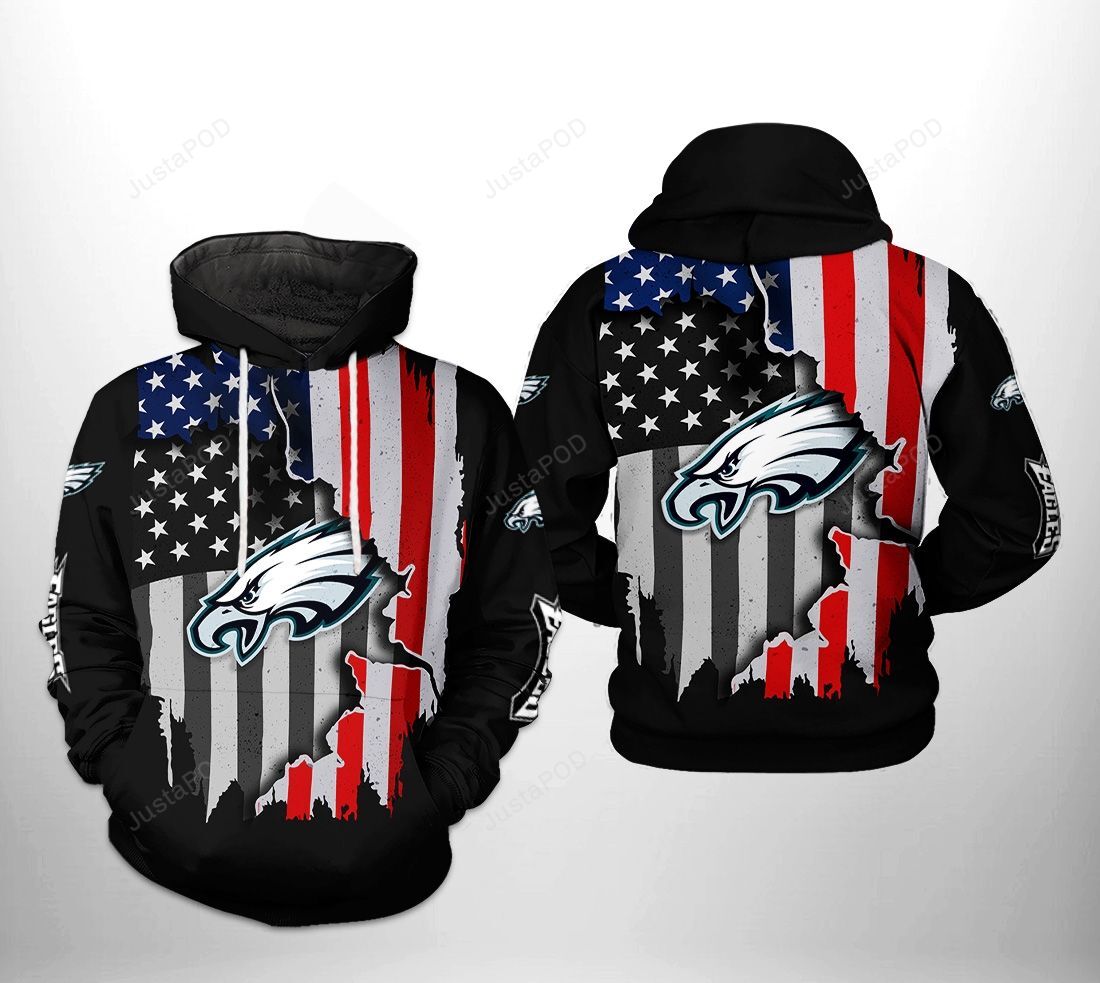 Philadelphia Eagles Nfl Us Flag Team 3d All Over Print Hoodie Zip-up Hoodie