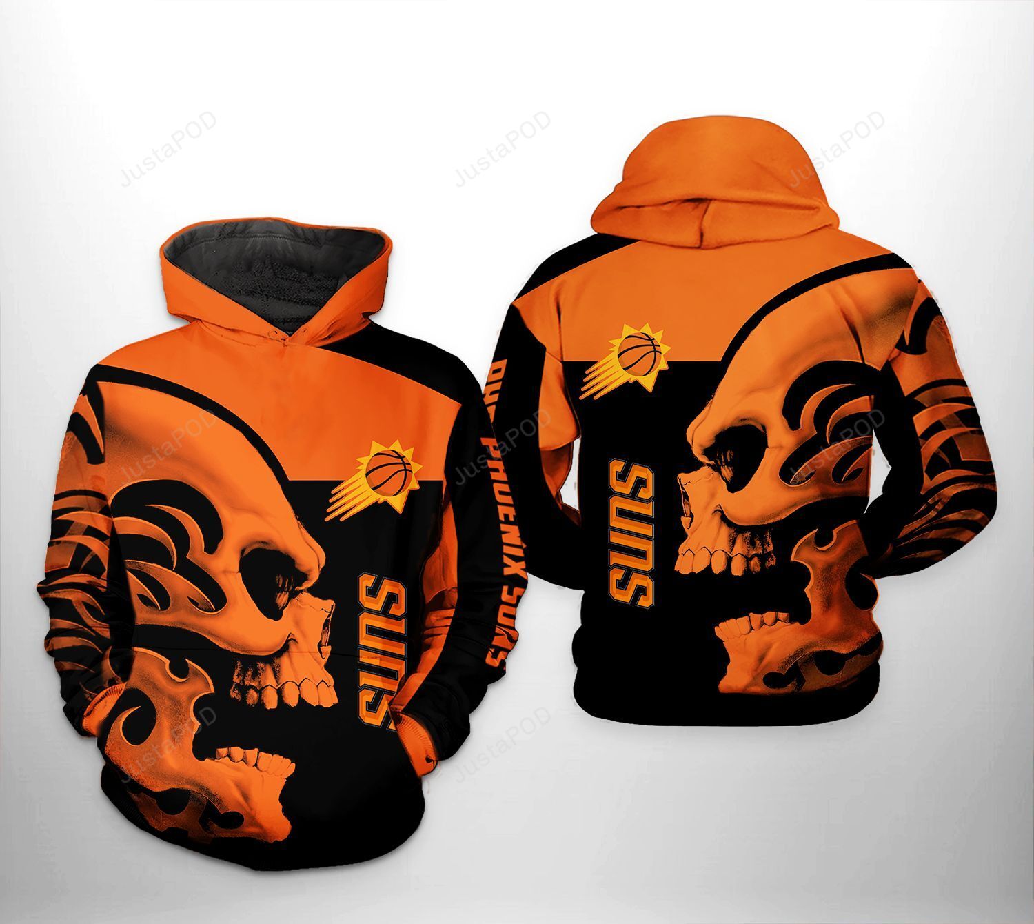 Phoenix Suns Nba Skull Team 3d All Over Print Hoodie Zip-up Hoodie