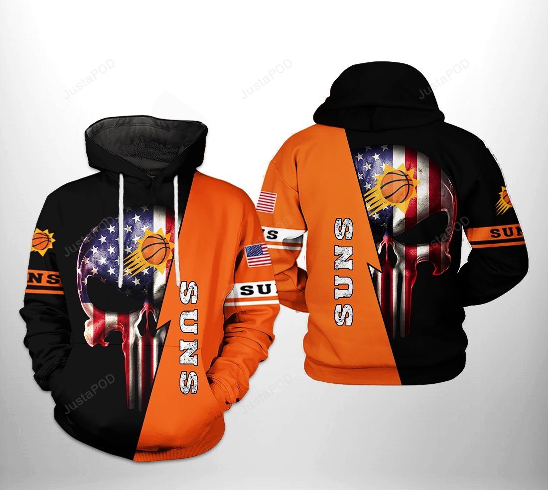 Phoenix Suns Nba Us Flag Skull Team 3d All Over Print Hoodie Zip-up Hoodie