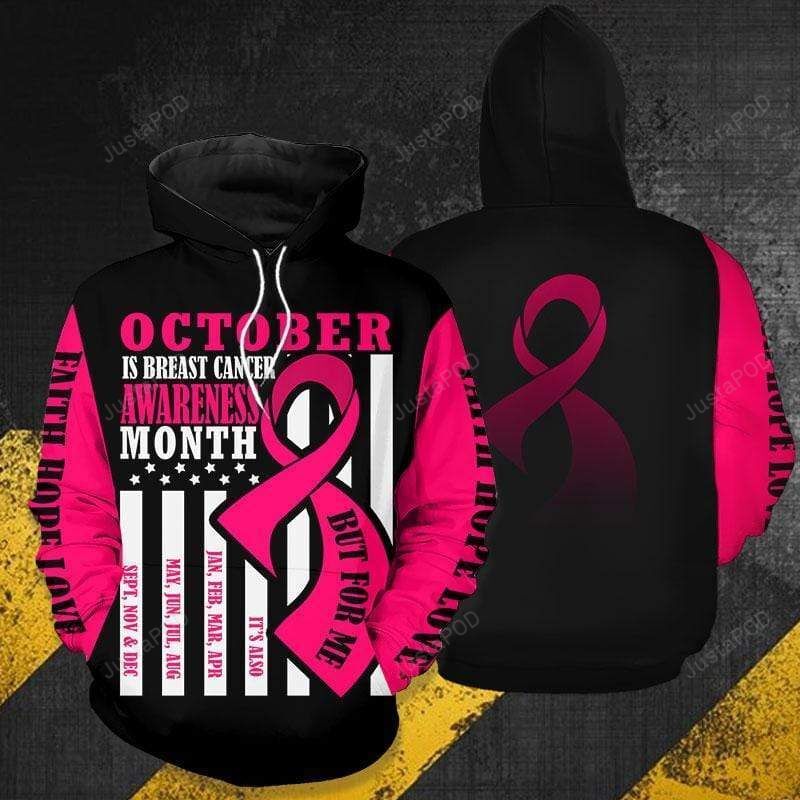 Pink Ribbon October Is Breast Cancer Month Usa Flag Hoodie 3d All Over Print H