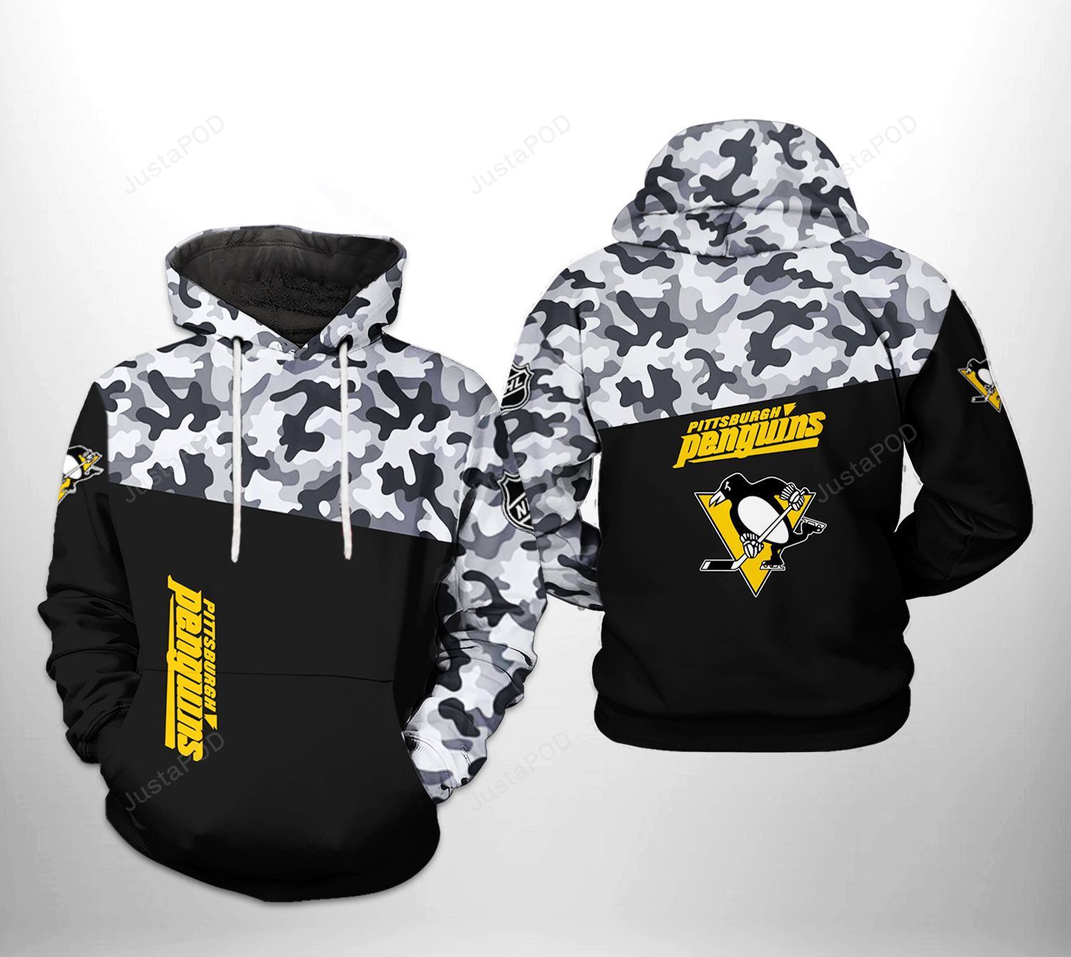 Pittsburgh Penguins Nhl Camo Veteran 3d All Over Print Hoodie Zip-up Hoodie