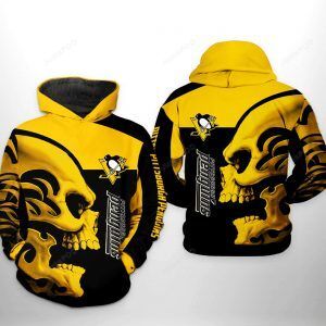 Pittsburgh Penguins Nhl Skull 3d All Over Print Hoodie Zip-up Hoodie