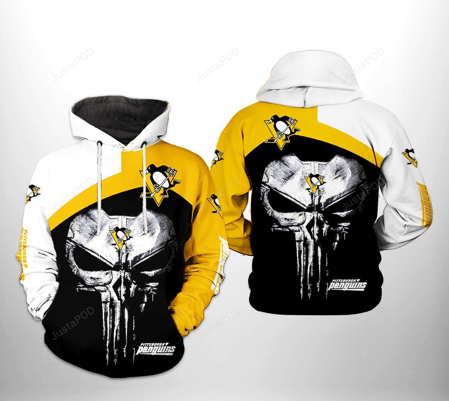 Pittsburgh Penguins Nhl Skull Punisher 3d All Over Print Hoodie Zip-up Hoodie