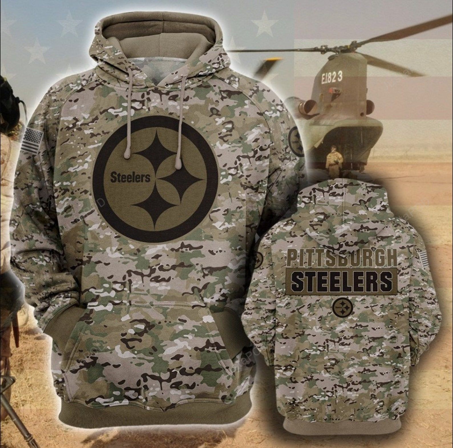 Pittsburgh Steelers Football Sport Army Military Nfl 3d All Over Print Hoodie Zip-up Hoodie