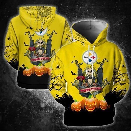 Pittsburgh Steelers Jack Skellington Halloween 3d All Over Printed Hoodie Zip- Up Hoodie