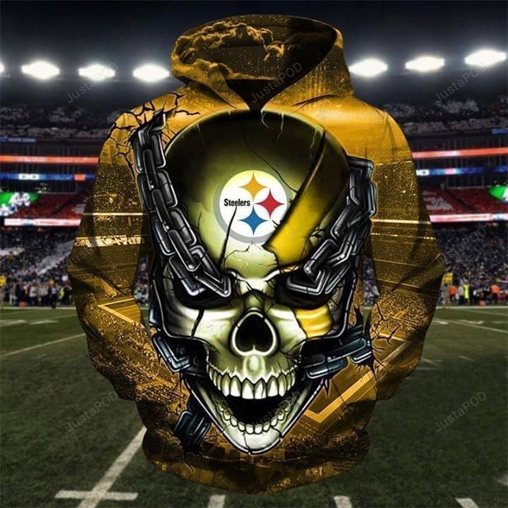 Pittsburgh Steelers Skull Chained 3d All Over Print Hoodie Zip-up Hoodie