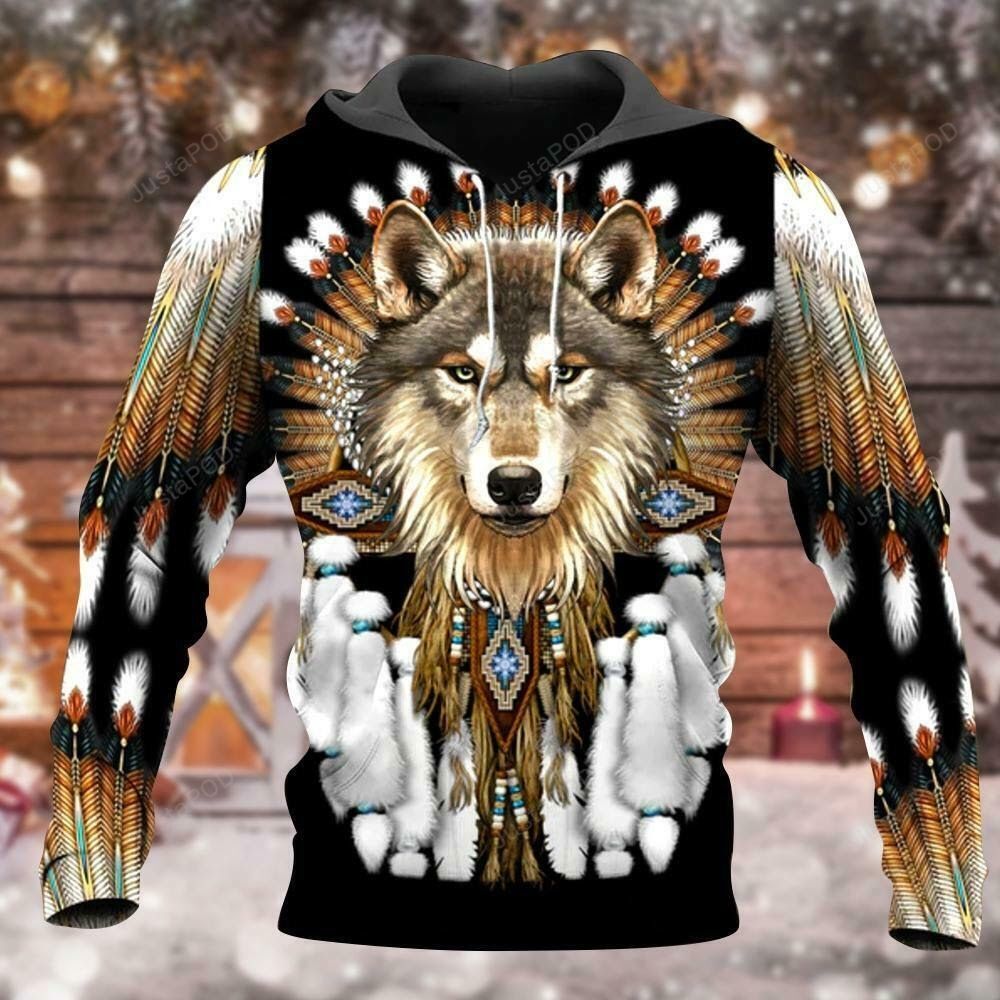 Print Native Wolf 3d Hoodie