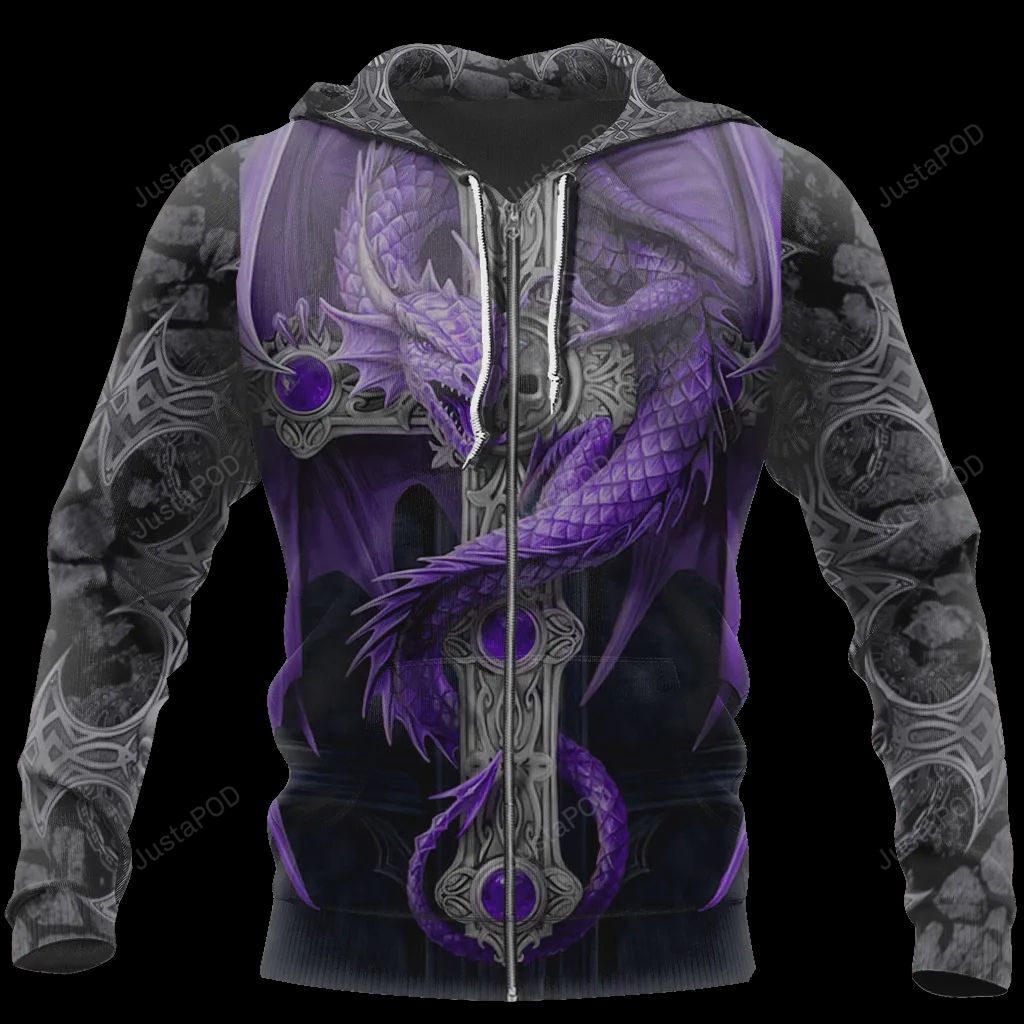 Purple Dragon 3d All Over Print Hoodie