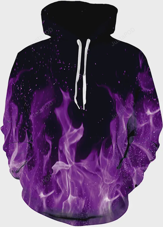 Purple Fire 3d All Print Hoodie Zip- Up Hoodie