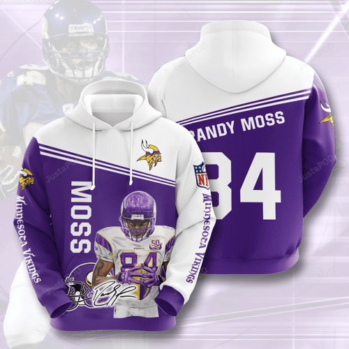 Randy Moss Minnesota Vikings Men And Women 3d Full Printing Hoodie Minnesota Vikings 3d Full Printing Shirt