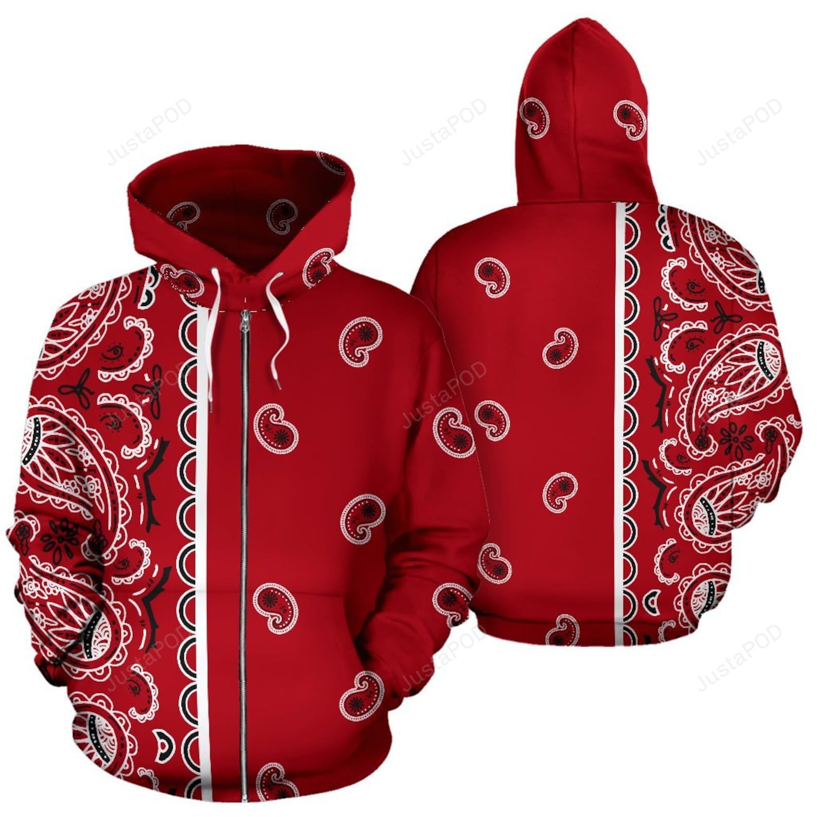 Red Bandana 3d All Over Print Hoodie Zip-up Hoodie