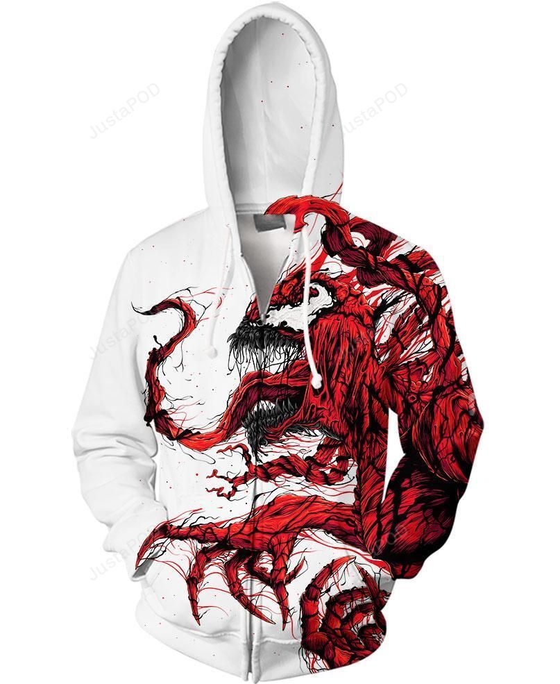 Red Venom 3d All Over Print Hoodie Zip-up Hoodie